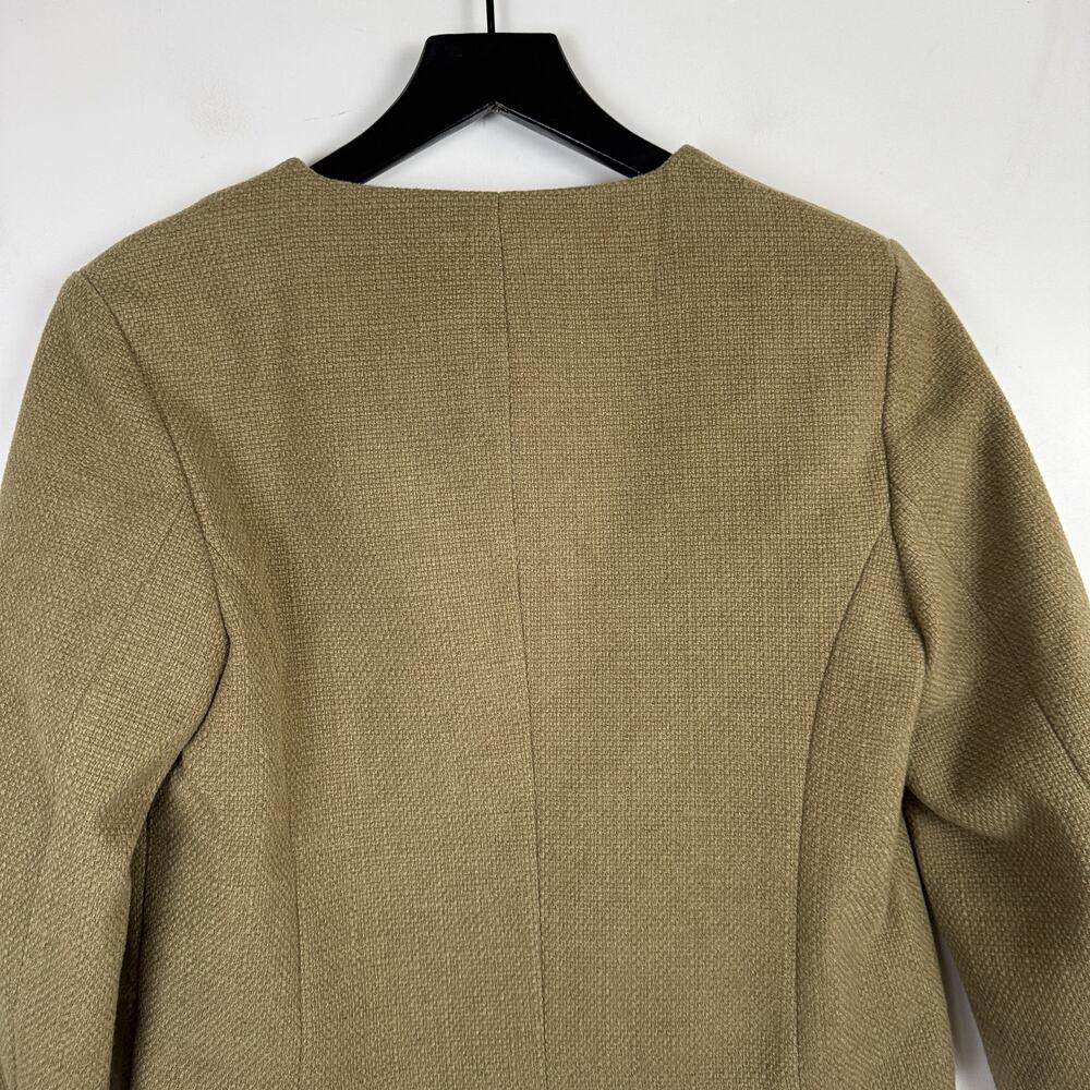 Zara Woven Utility Dressy Structured Jacke Crop Olive Green Gold Buttons - XL - Picture 8 of 10